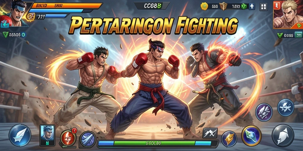 Screenshot utama COCOL88 menampilkan aksi pertarungan yang intens.