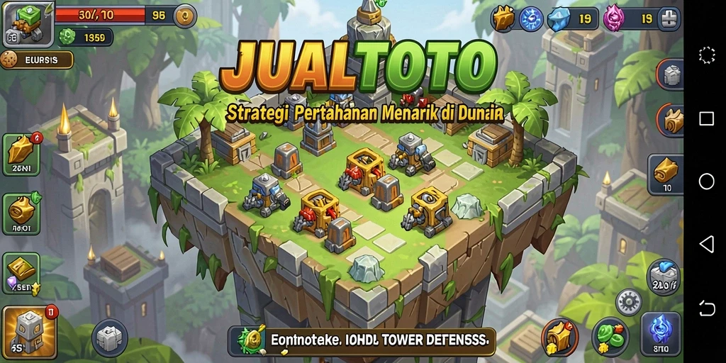 Tampilan gameplay menawan dalam JUALTOTO, menunjukkan strategi Tower Defense.
