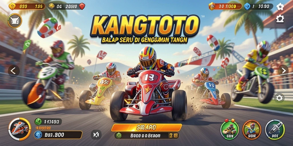 Gameplay seru KANGTOTO dengan mobil balap di lintasan