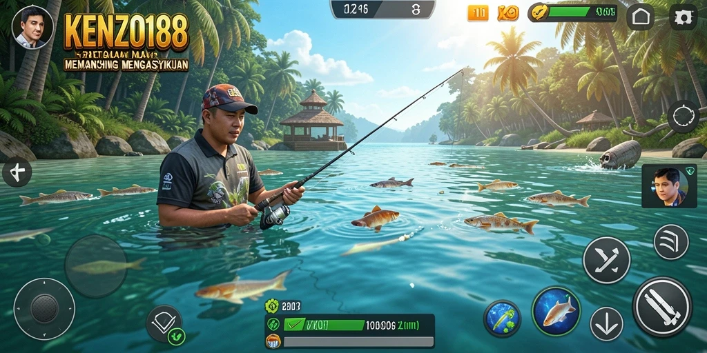 Tampilan gameplay KENZO188 dengan suasana memancing yang seru dan interaktif.