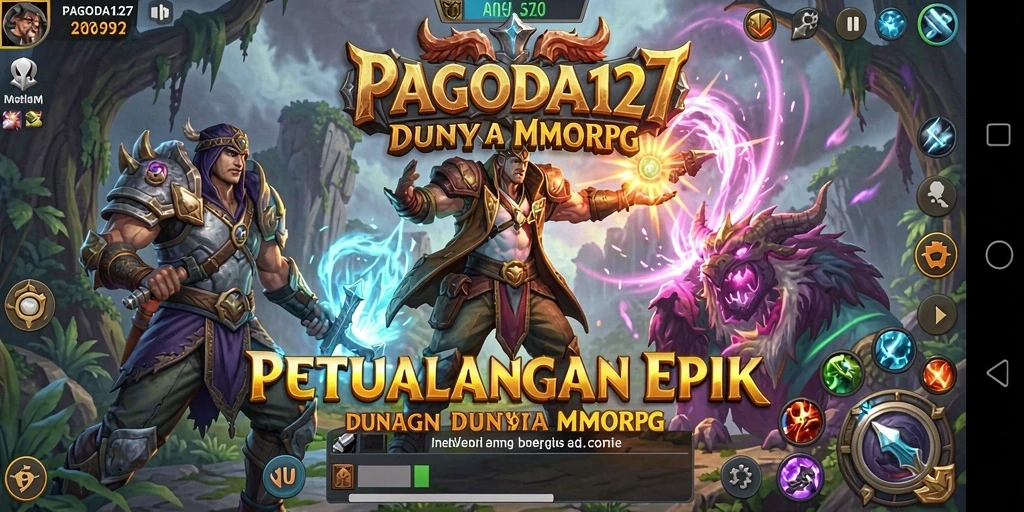 Tampilan gameplay menarik di dunia MMORPG yang luas.