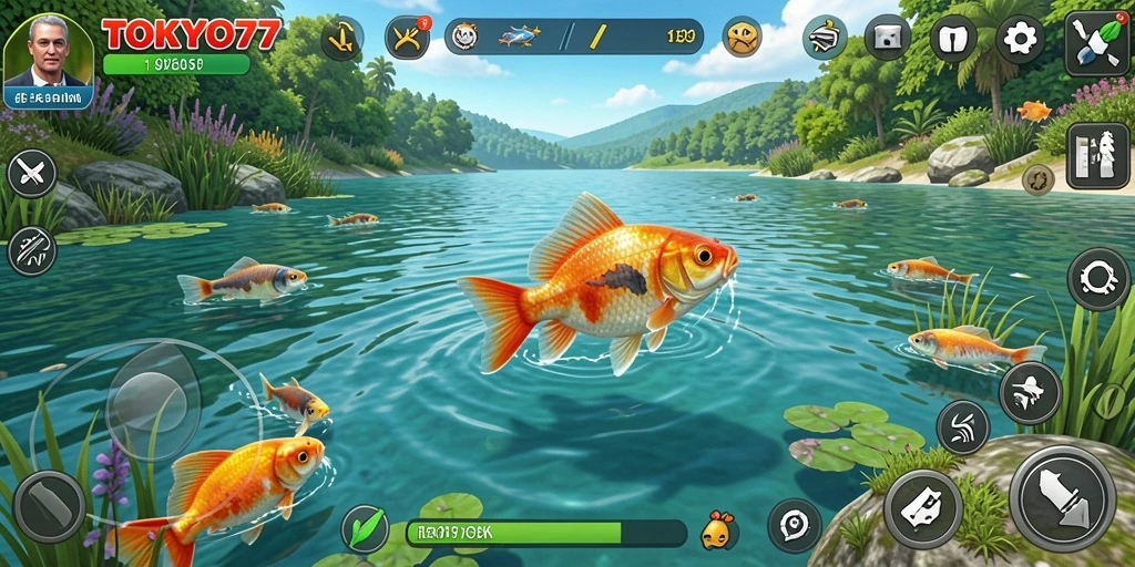 Tampilan permainan memancing yang seru di TOKYO77.
