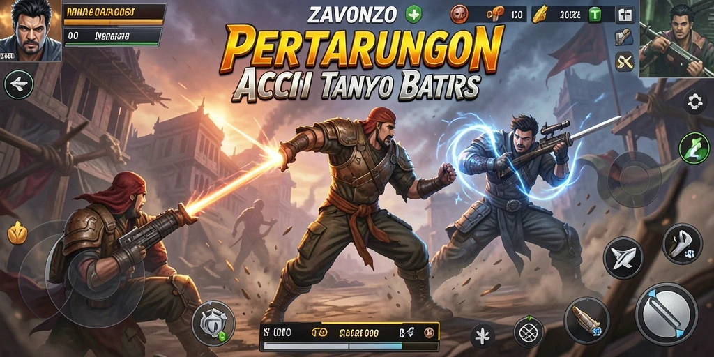 Tangkapan layar permainan ZAVONZO menampilkan aksi bertarung yang seru.