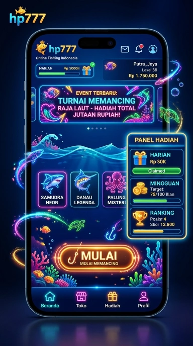 Tampilan antarmuka hp777 yang modern dan user-friendly.